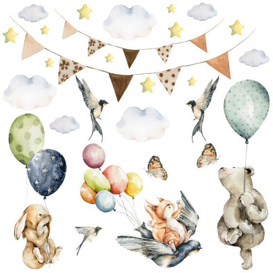 Wandsticker Ballons Wolken Sterne