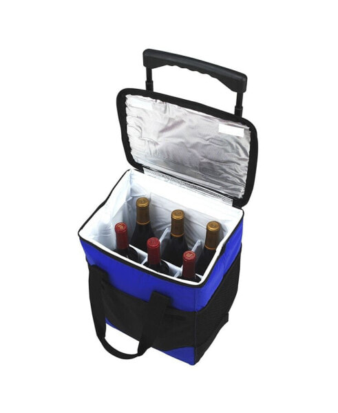 Insulated 6 Bottle Wine Carrier on Wheels