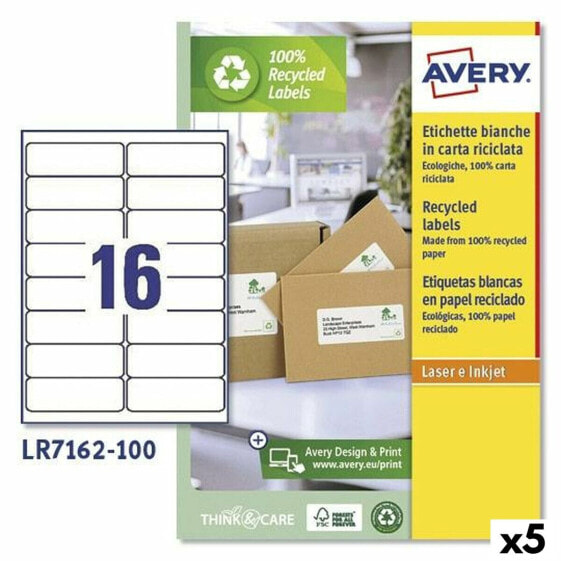 Этикетки для принтера Avery LR7162 белого цвета 100 листов 99,1 x 33,9 мм (5 штук)