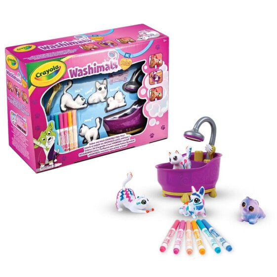 Crayola Washimals New Bath Набор: Фигурки для раскрашивания + Смываемые фломастеры + Аксессуары