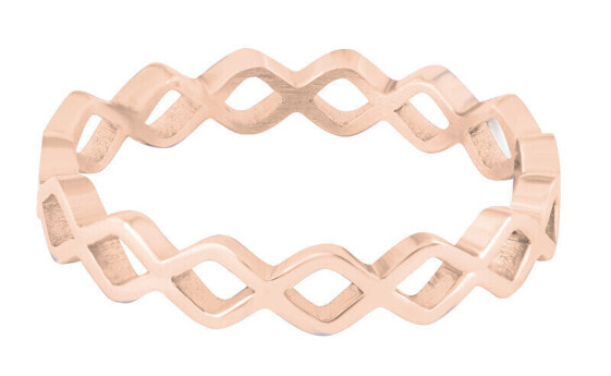Modern intertwined pink gilded ring
