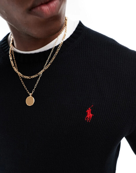 Polo Ralph Lauren icon logo heavyweight cotton knit jumper in black