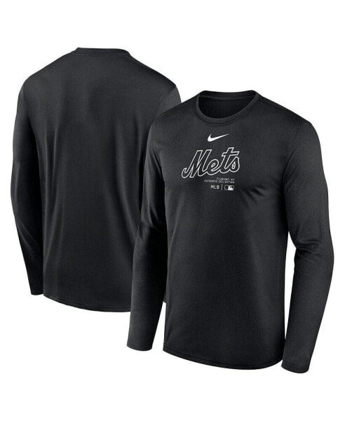 Men's Black New York Mets Authentic Collection Practice Performance Long Sleeve T-Shirt