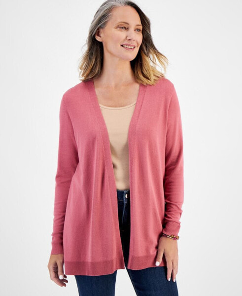 Petite Open-Stitch Long-Sleeve Cardigan, Created for Macy's