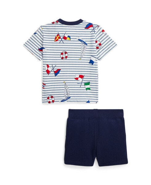 Костюм для малышей Polo Ralph Lauren Футболка и шорты из флиса с флагом для мальчиков