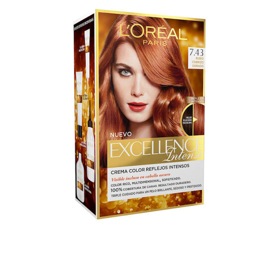 L'Oreal Paris Excellence Intense 7.43 Интенсивный краска для волос, придающая блеск, оттенок золотисто-медный блондин