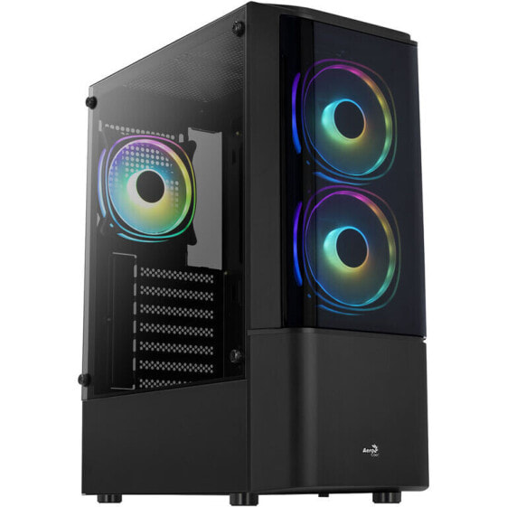 Aerocool Quantum v2 Midi-Tower, FRGB, Tempered Glass - schwarz