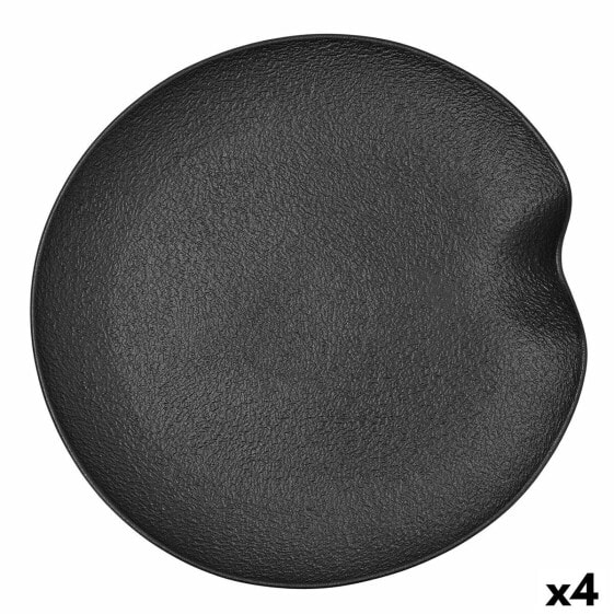 Поднос для закусок Bidasoa Fosil Чёрный Керамический Глинозем 31,4 x 31,2 x 4 см (4 штуки)