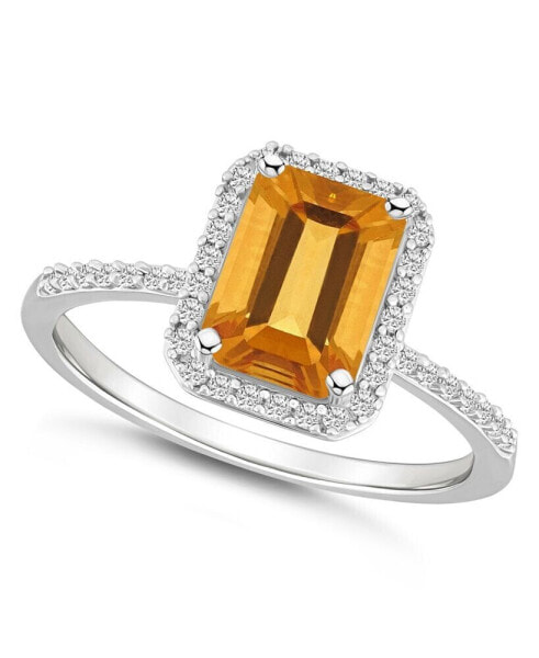 Citrine (1-3/5 ct. t.w.) and Lab Grown Sapphire (1/4 ct. t.w.) Halo Ring in 10K White Gold