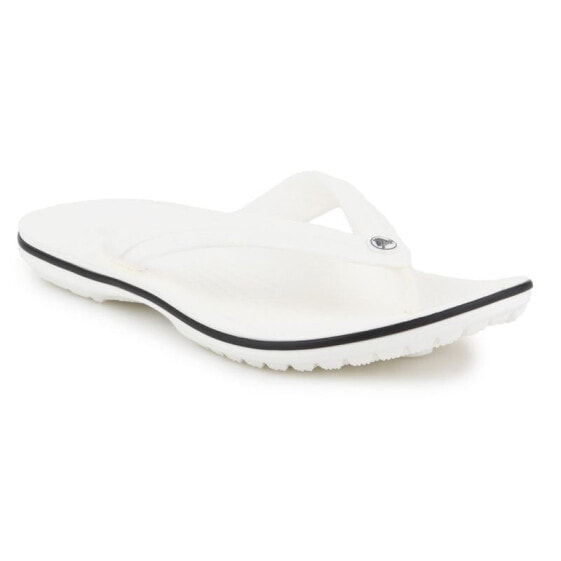 Мужские вьетнамки белые резиновые пляжные Crocs Crocband Flip  CRO11033 WHT 43/44