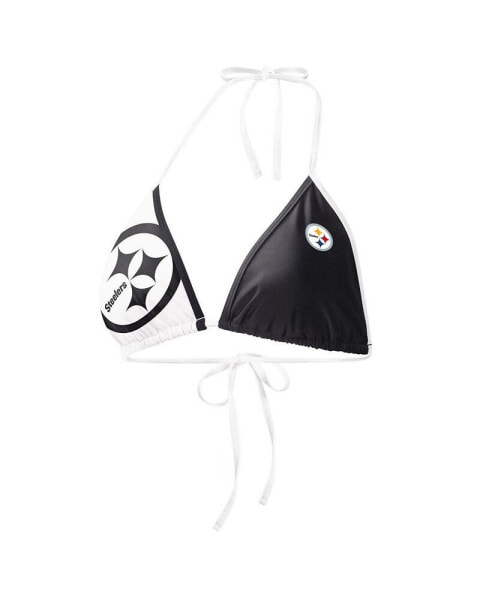 Women's Black, White Pittsburgh Steelers Play Action Bikini Top