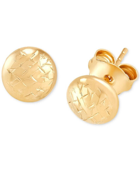 Etched Texture Button Stud Earrings in 14k Gold