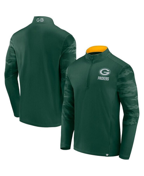 Men's Green, Gold Green Bay Packers Ringer Quarter-Zip Jacket