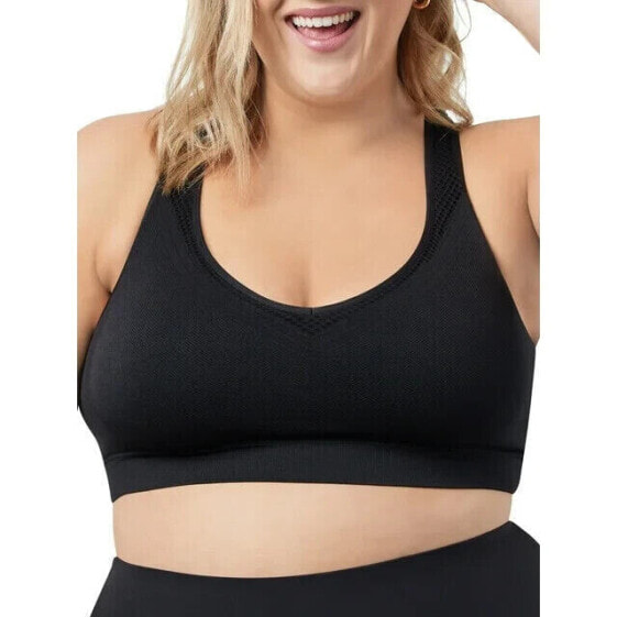 Leading Lady Lea Plus Size 3X Black Wireless Racerback Sports Bra Pullover Solid