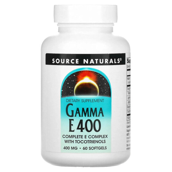 Source Naturals, комплекс Gamma E 400 с токотриенолами, 400 мг, 60 мягких таблеток