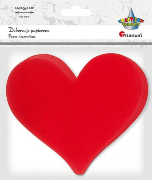 Titanum Papierowe serca czerwone 152x134 mm 12szt
