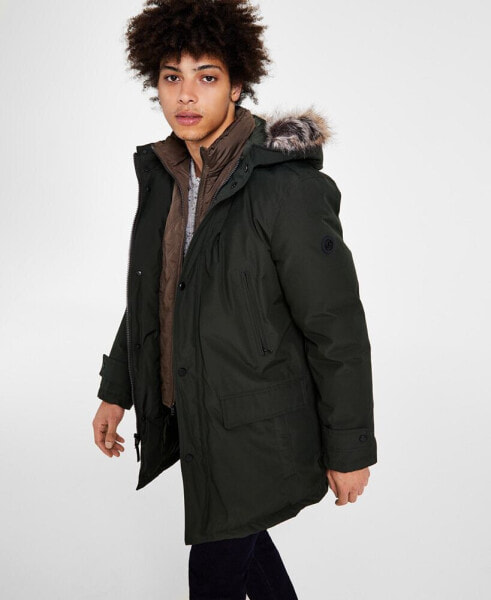 Michael Kors Men's Hooded Bib Snorkel Parka, Created for Macy's