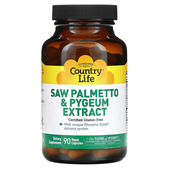 Витамины для мужского здоровья Country Life Saw Palmetto & Pygeum Extract, 90 вегетарианских капсул