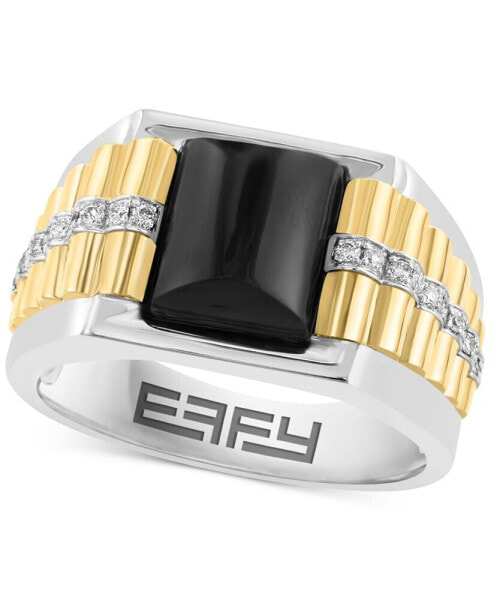 EFFY® Men's Onyx & Diamond Accent Ring in Sterling Silver & 14k Gold-Plate