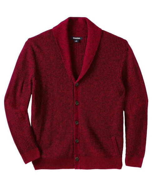 Big & Tall Shaker Knit Shawl-Collar Cardigan Sweater