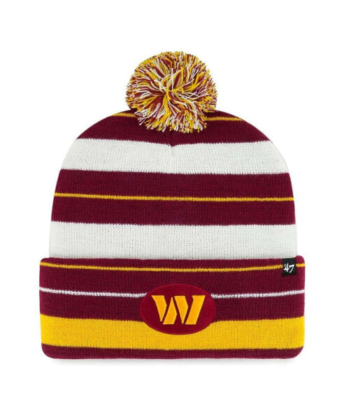 Men's Burgundy Washington Commanders Powerline Cuffed Knit Hat with Pom