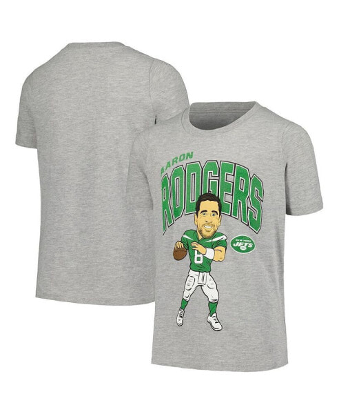 Big Boys Aaron Rodgers Heather Gray New York Jets Caricature T-shirt
