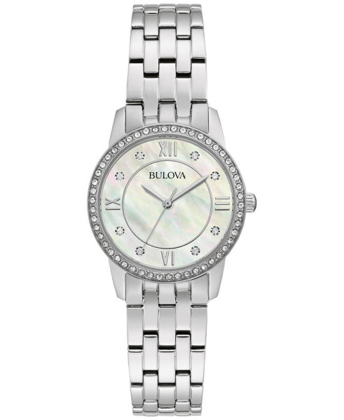 Women's Crystals Stainless Steel Bracelet Watch 27mm Box Set