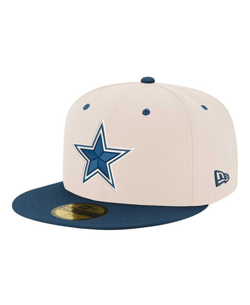 Men's Cream, Navy Dallas Cowboys Two-Tone Chrome 59FIFTY Fitted Hat