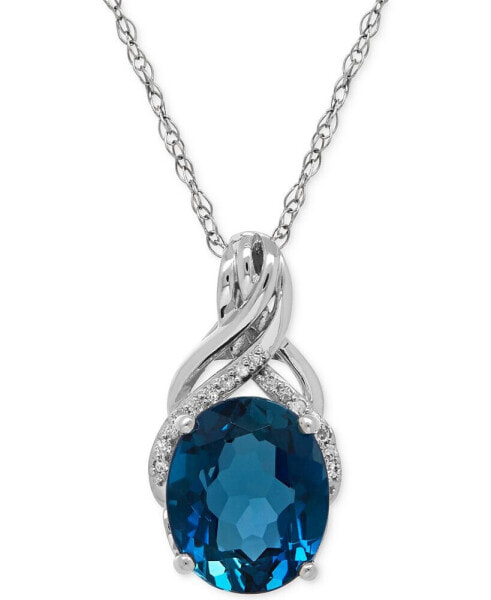 Macy's london Blue Topaz (4-3/4 ct. t.w.) and Diamond Accent Twist Pendant Necklace in Sterling Silver