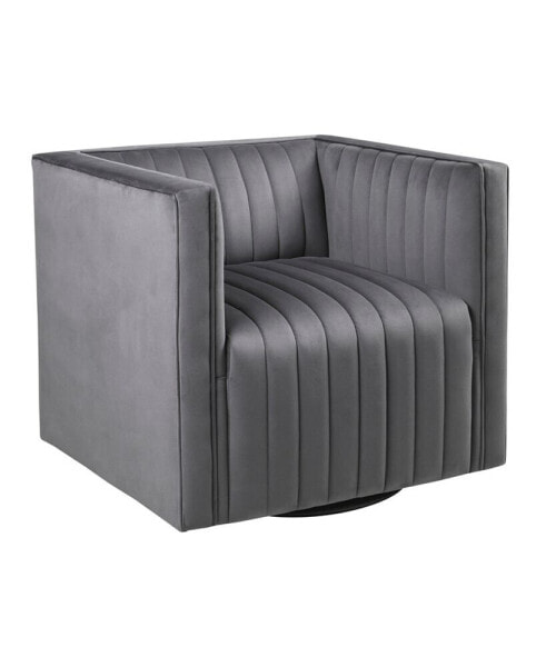 Sikora 32" Wide Fabric Channel Tufted Swivel Armchair