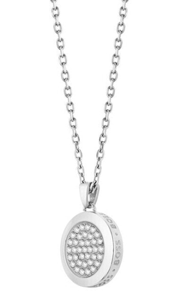 Dazzling Steel Medallion Crystal Necklace 1580298