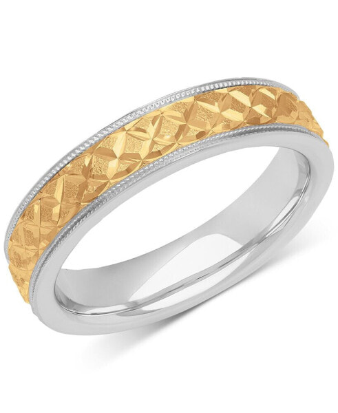 Кольцо Macy's Quilt Carved Two-Tone Wedding Band