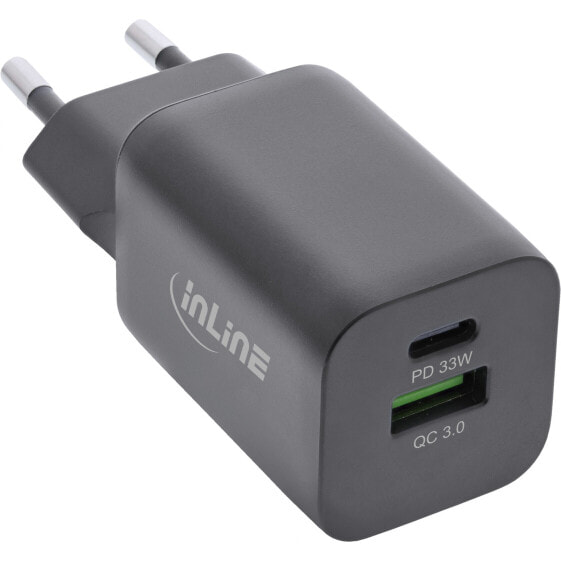 InLine USB power supply - charger - USB-A + USB Type-C - 33W - PD + QC
