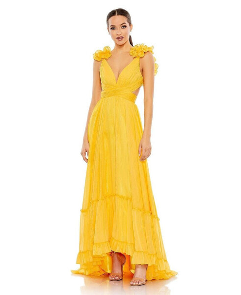 Women's Ruffle Sleeve Sweetheart A Line Gown