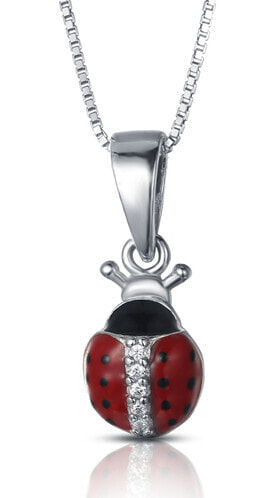 Playful silver ladybug pendant P0000284