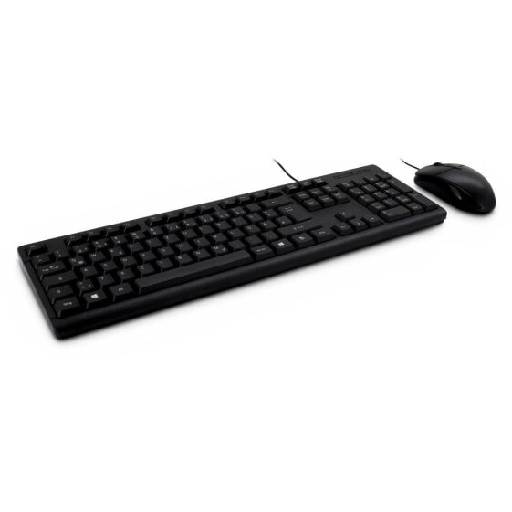 Inter-Tech KB-118, Full-size (100%), Wired, USB, QWERTZ, Black, Mouse included