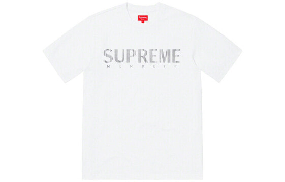 Supreme SS19 Gradient Logo Tee White 胸口logo短袖T恤 男女同款 白色 送礼推荐 / Футболка Supreme SS19 Gradient Logo Tee White logoT SUP-SS19-738