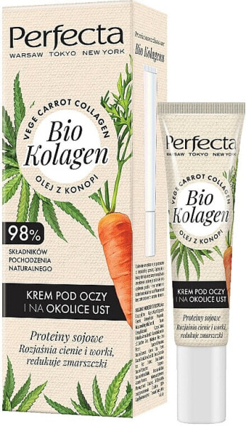 Augen- und Lippenkonturcreme mit Bio-Kollagen, Bio-Hanföl und Sojaproteinen