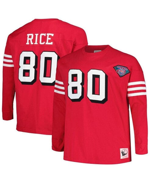 Men's Jerry Rice Scarlet San Francisco 49ers Big and Tall Cut and Sew Player Name and Number Long Sleeve T-shirt