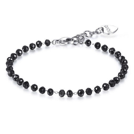Bracelet with black beads Happy SHAC49