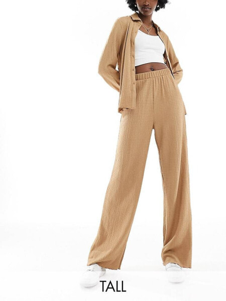 Vero Moda Tall textured jersey trouser co-ord in beige