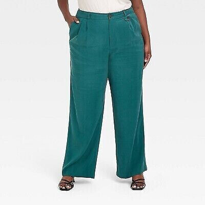 Women's High-Rise Relaxed Fit Full Length Baggy Wide Leg Trousers - A New Day