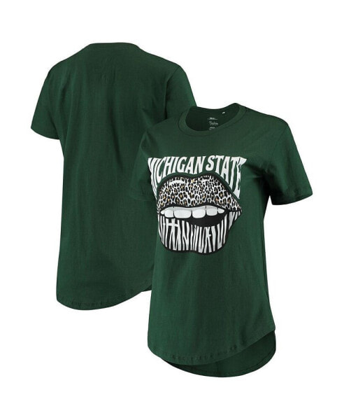 Women's Green Michigan State Spartans Wild Lips Core T-shirt