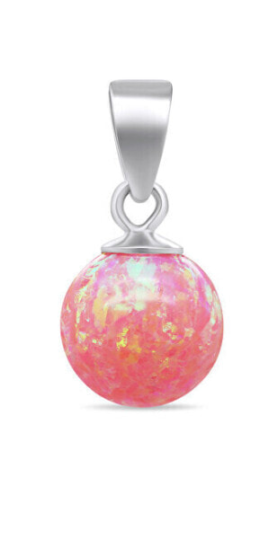 Modern silver pendant with pink synthetic opal PT110WP