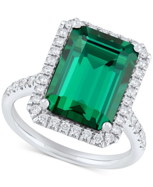 Lab Grown Emerald (6-1/2 ct. t.w.) & Lab Grown Diamond (1/2 ct. t.w.) Ring in 14k White Gold