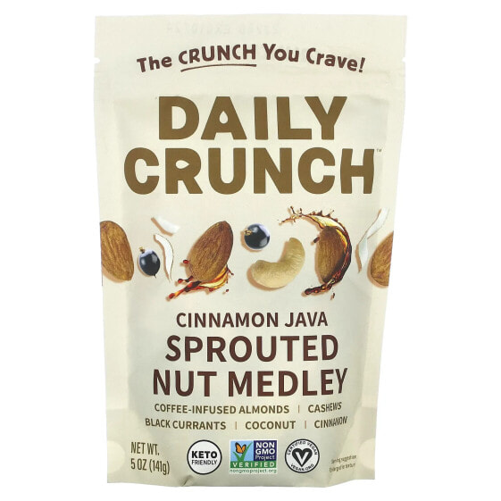 Daily Crunch, Смесь пророщенных орехов, корица, 141 г (5 унций)