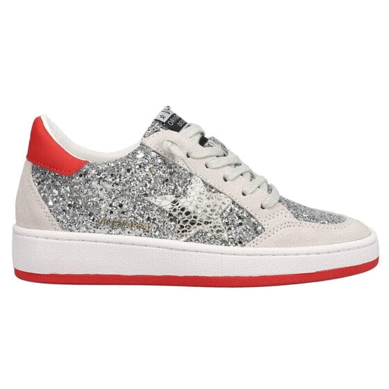 Vintage Havana Denisse Glitter Lace Up Womens Silver Sneakers Casual Shoes DENI