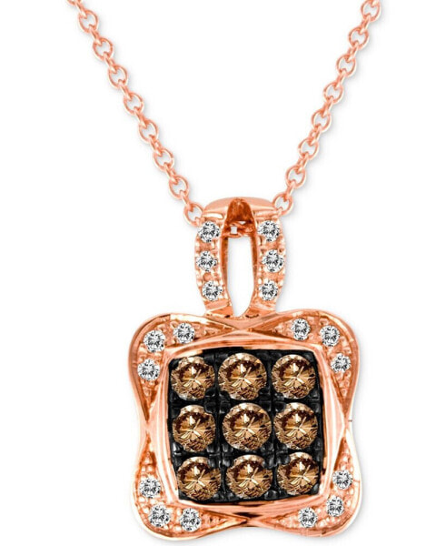 Chocolatier® Diamond Square Cluster 18" Pendant Necklace (1/2 ct. t.w.) in 14k Rose Gold