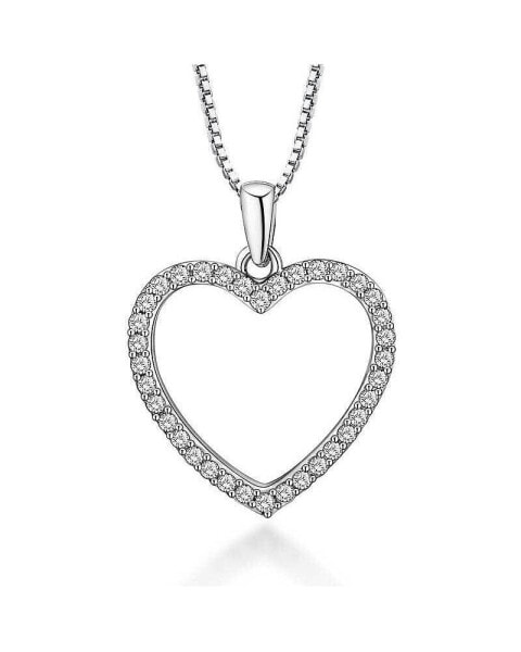 Crystal Heart Necklacewith Cubic Zirconia Stones