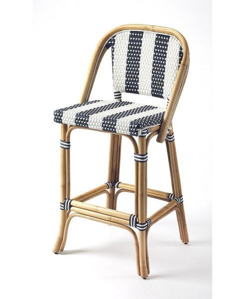 Lila Stripe Rattan Bar Stool